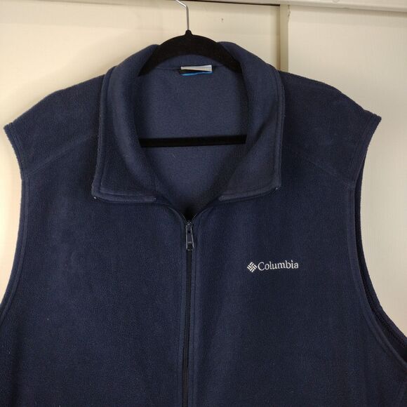 Columbia Blue Fleece Full Zip Vest Mens Size 4X Sleeveless Zip Close Pockets - Picture 2 of 6